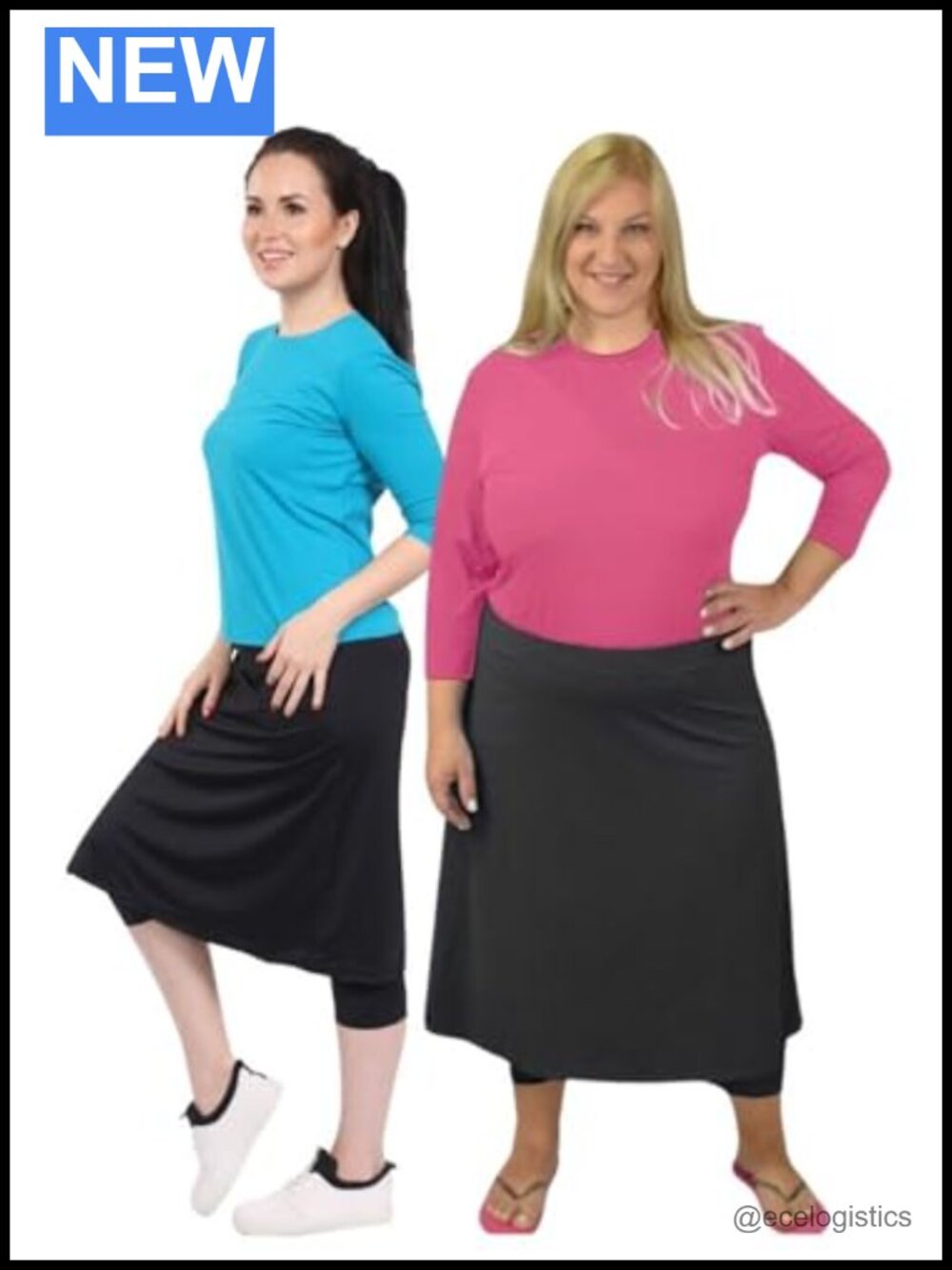Athletic Skirt with Leggings Midi Modest Swim Skort UPF 50